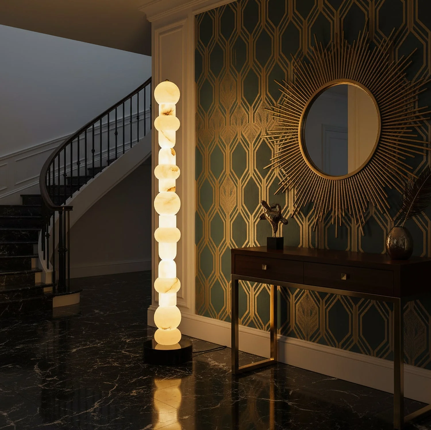 Lira Stacked Alabaster Floor Lamp - Image 4
