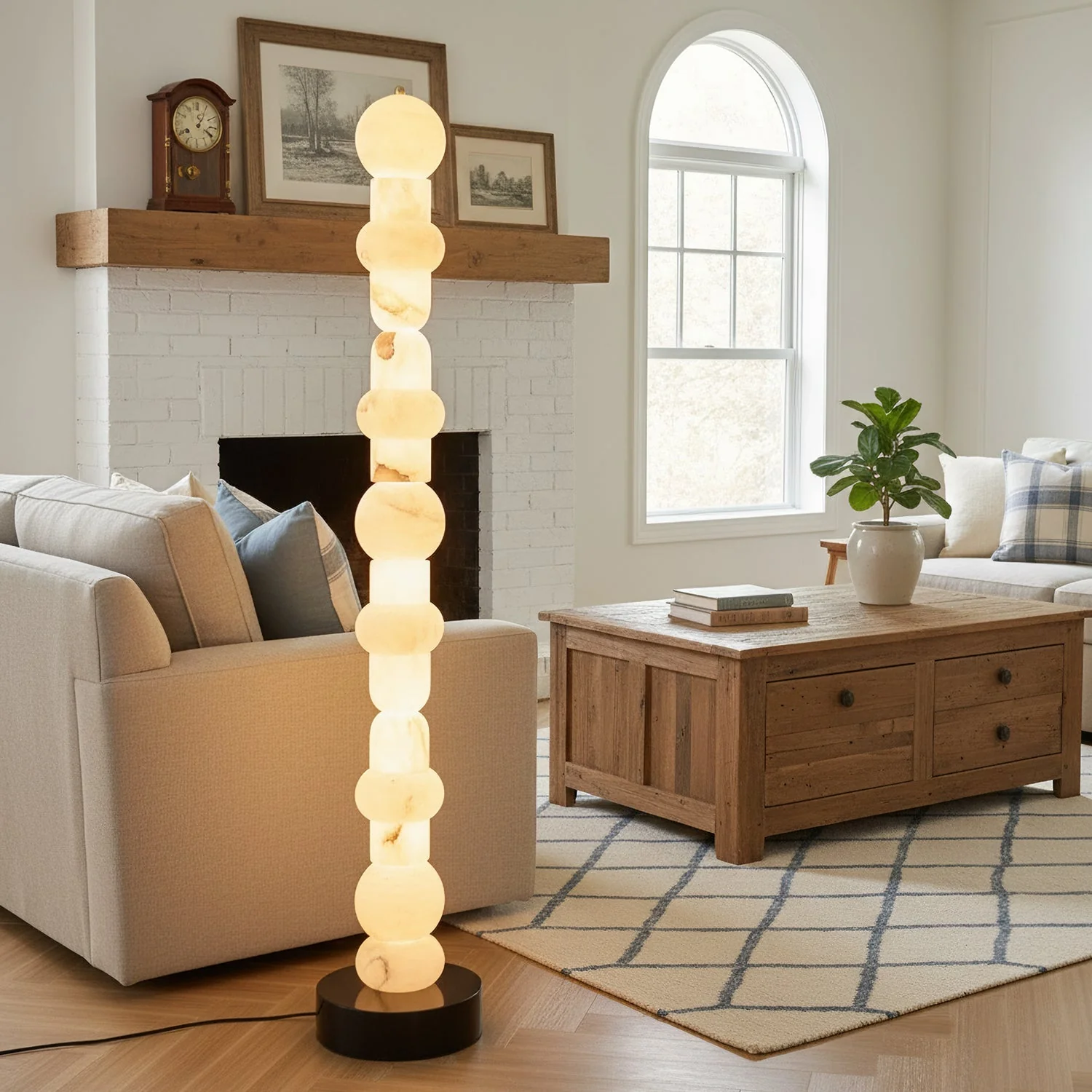 Lira Stacked Alabaster Floor Lamp - Image 8