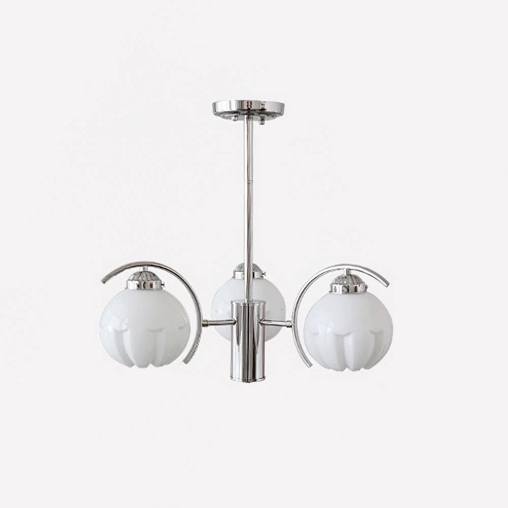 Chandelier Chrome Curved Arms with Frosted Globe Shades - Image 21