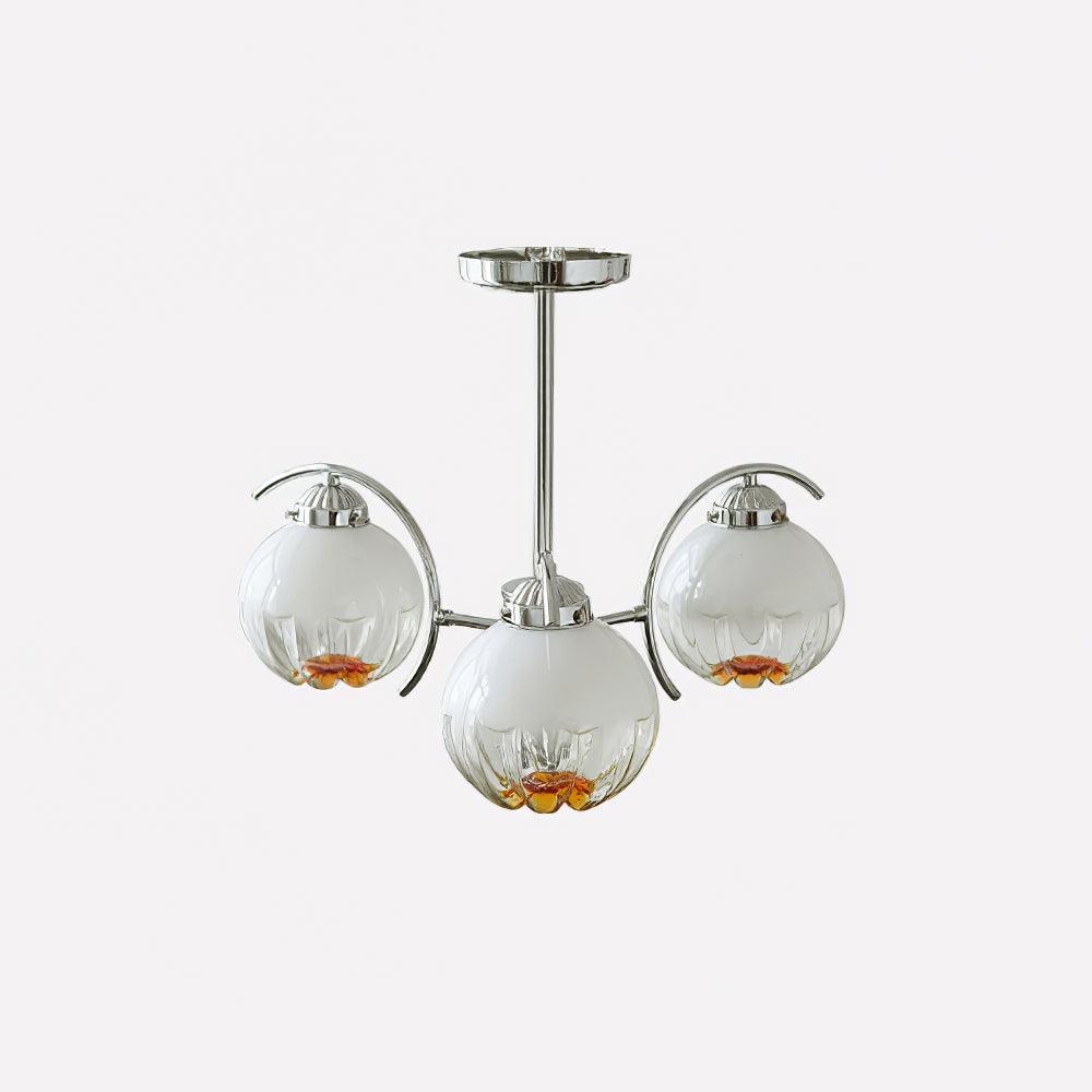 Chandelier Chrome Curved Arms with Frosted Globe Shades - Image 22