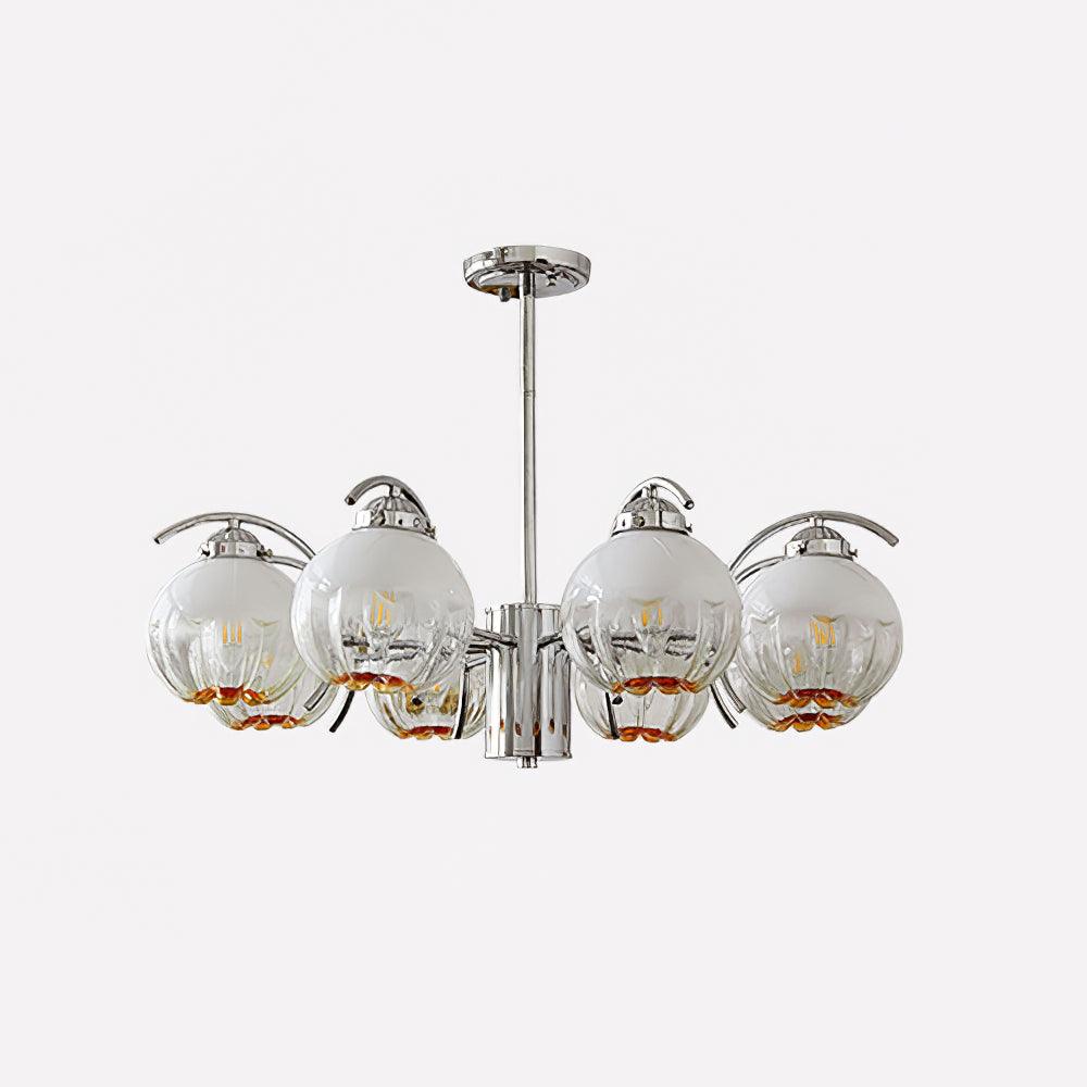 Chandelier Chrome Curved Arms with Frosted Globe Shades - Image 9