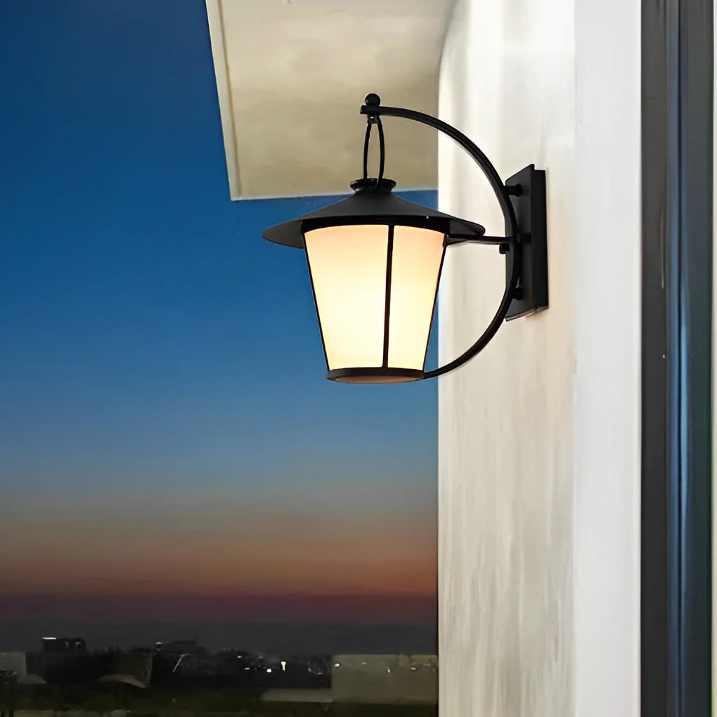 Lombard Vintage Opal Frosted Glass Outdoor Wall Light