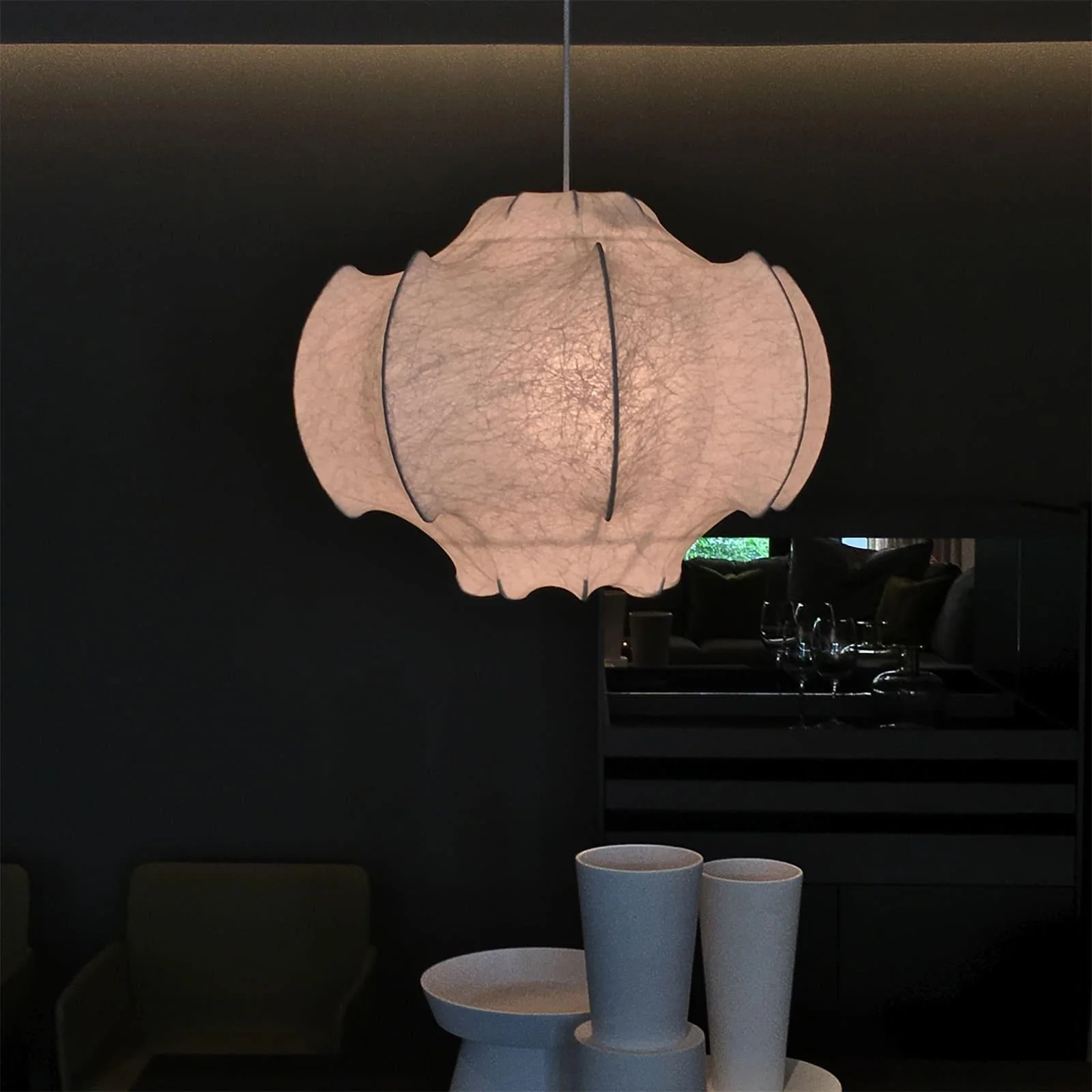 Lotus Minimalist Silk Pendant Lamp - Image 21