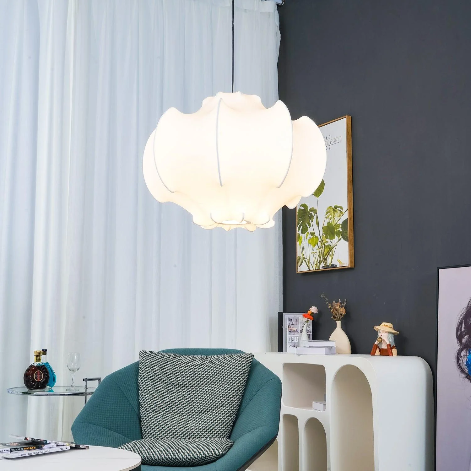 Lotus Minimalist Silk Pendant Lamp - Image 35