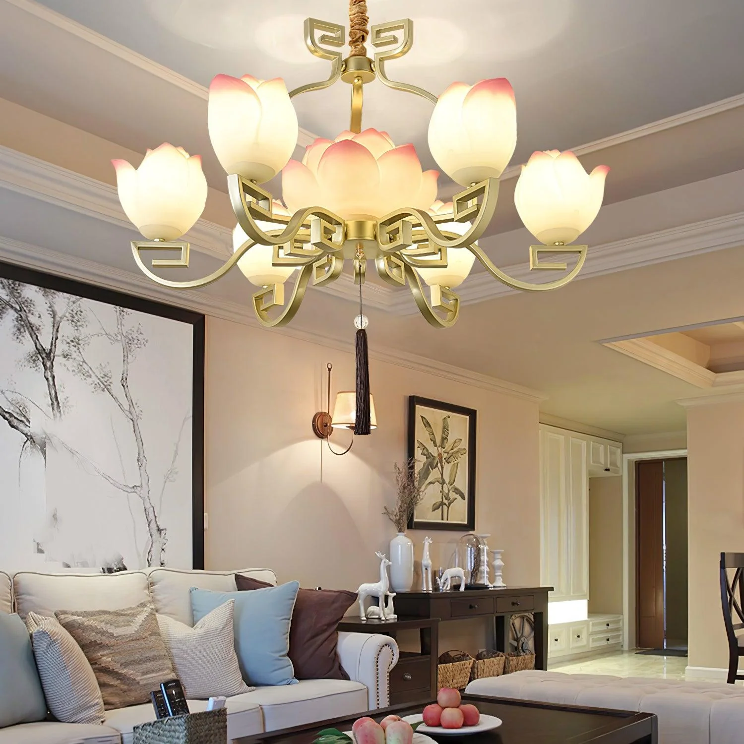 Lotus Oriental Resin Chandelier - Image 16