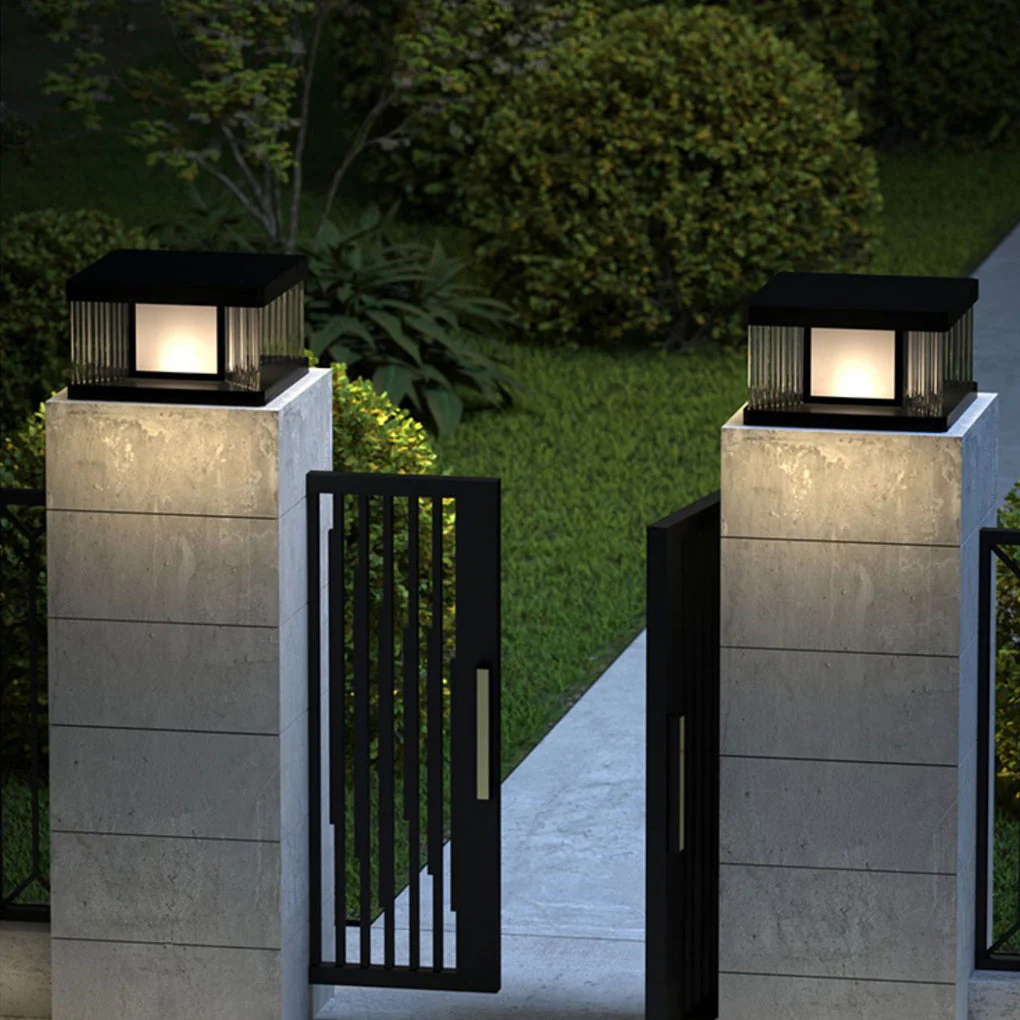 Lucinda Modern Solar Fence Glass Post Lights