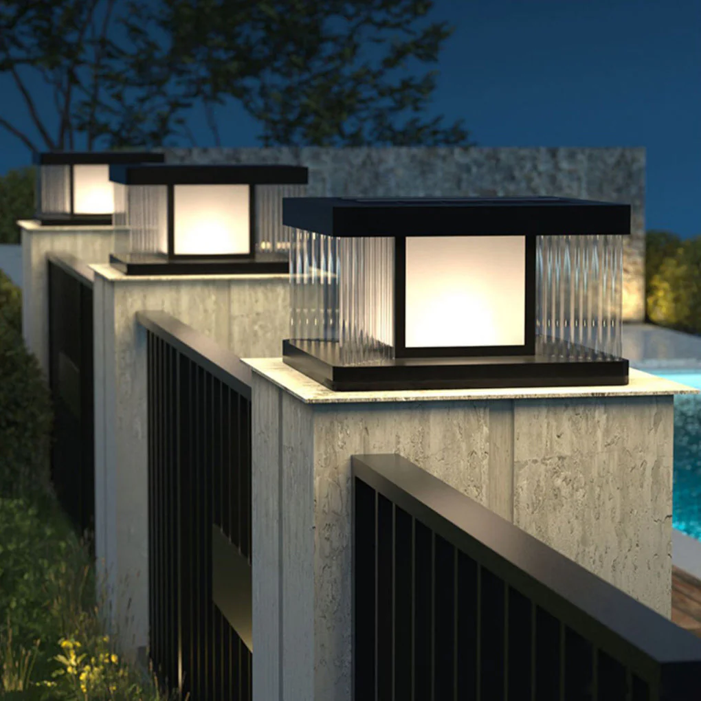 Lucinda Modern Solar Fence Glass Post Lights - Image 2