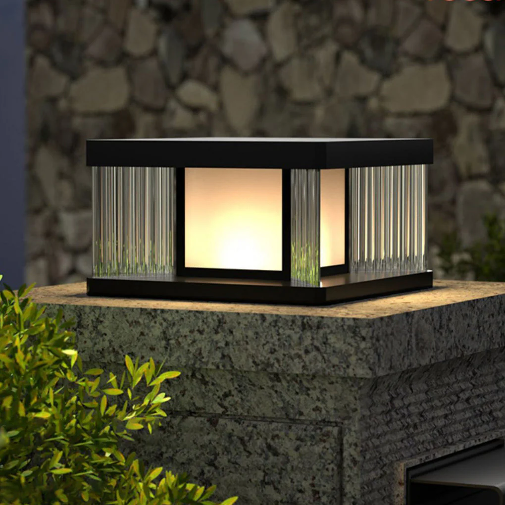 Lucinda Modern Solar Fence Glass Post Lights - Image 4