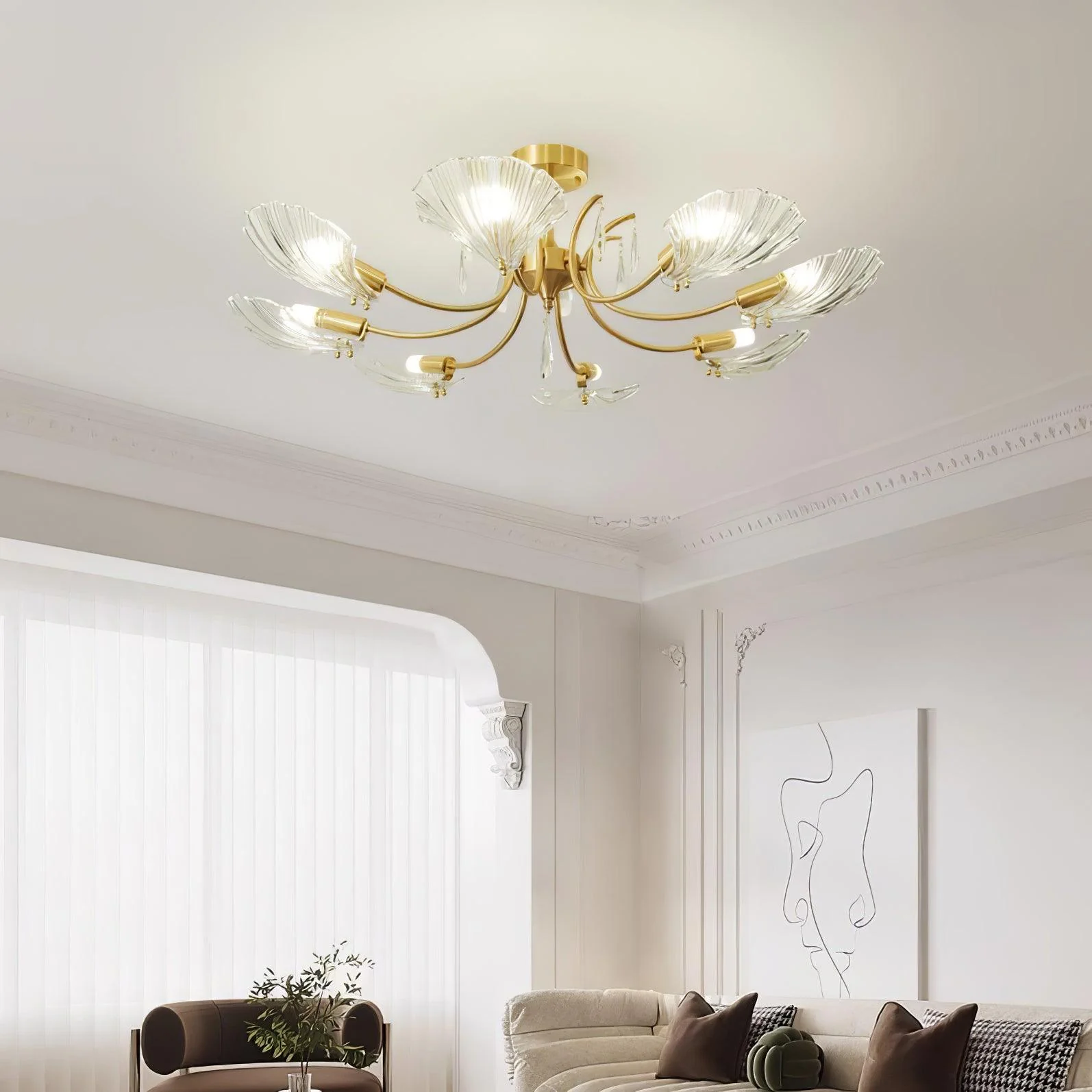 Lumara Petal Glass Brass Chandelier - Image 16