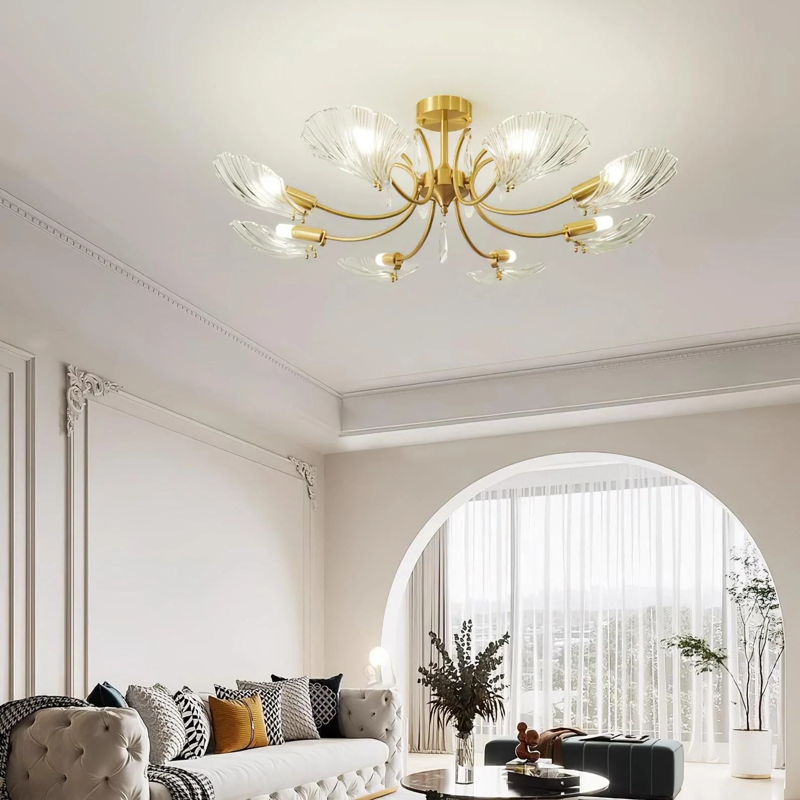 Lumara Petal Glass Brass Chandelier - Image 17