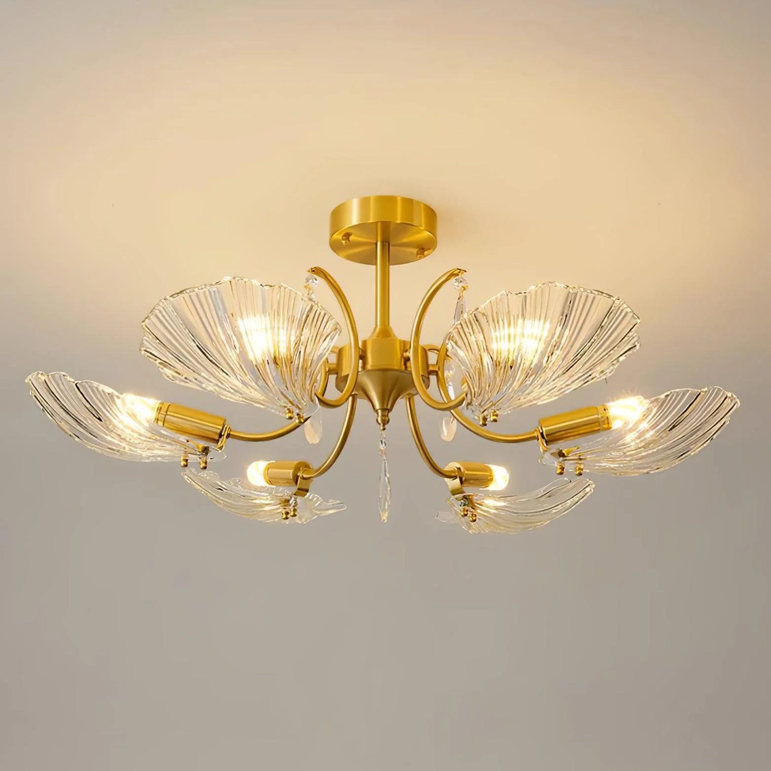 Lumara Petal Glass Brass Chandelier - Image 19