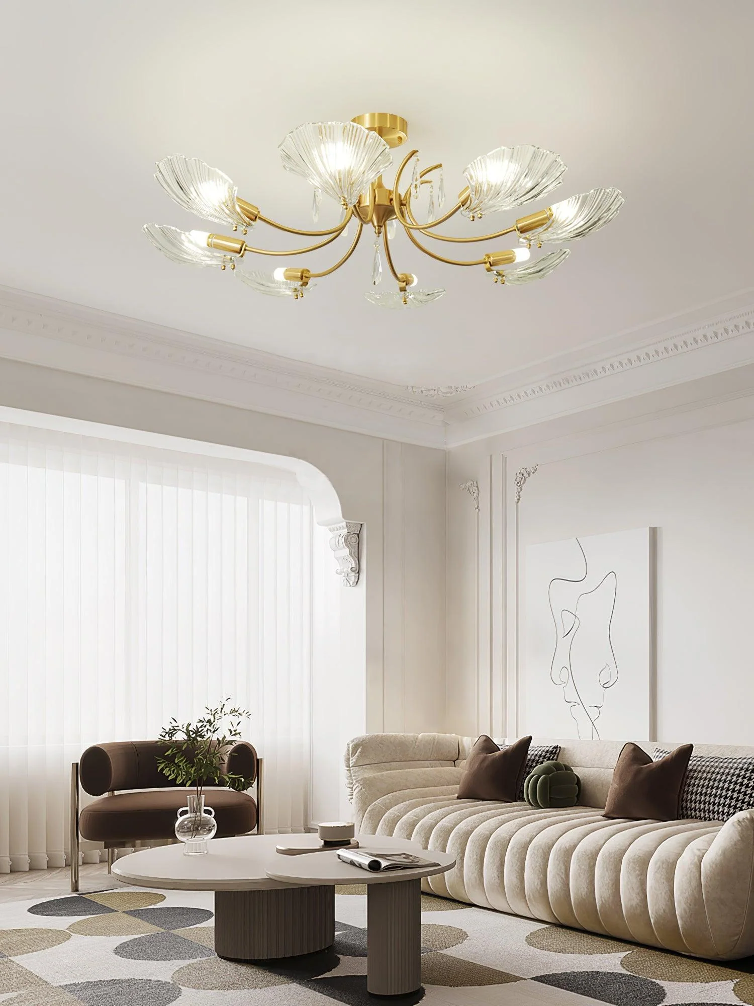 Lumara Petal Glass Brass Chandelier - Image 20