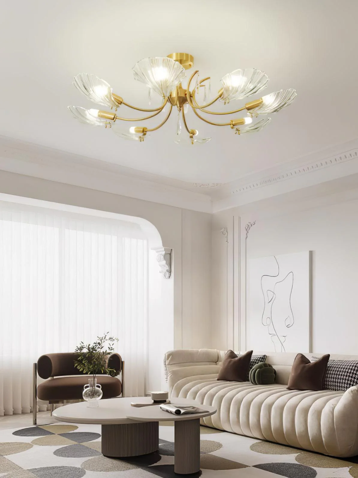 Lumara Petal Glass Brass Chandelier - Image 22