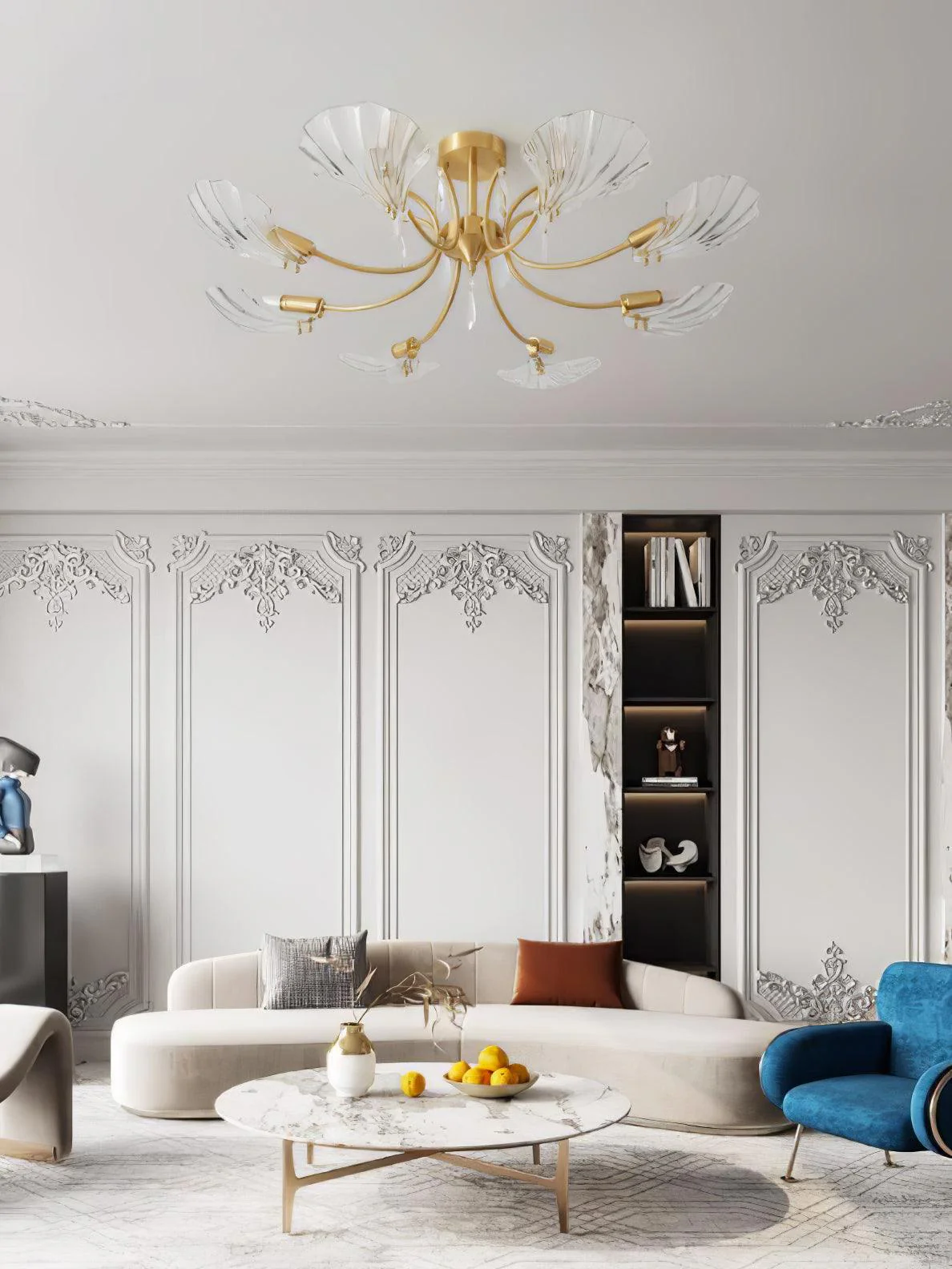 Lumara Petal Glass Brass Chandelier - Image 23
