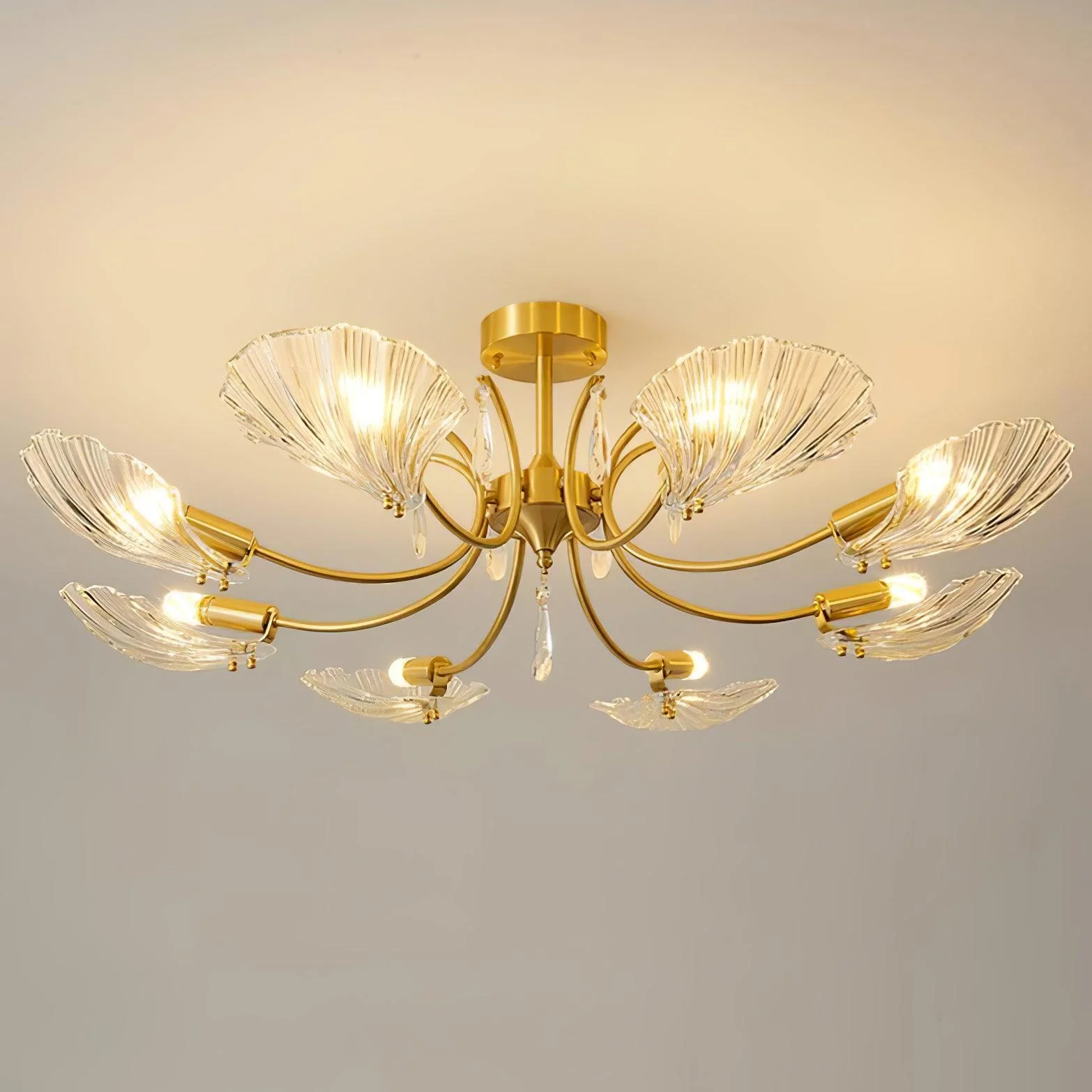 Lumara Petal Glass Brass Chandelier - Image 28