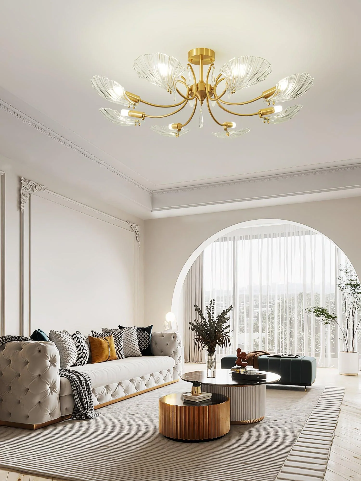 Lumara Petal Glass Brass Chandelier - Image 3