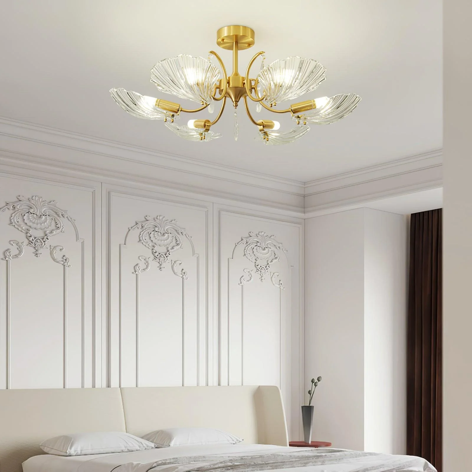 Lumara Petal Glass Brass Chandelier - Image 4