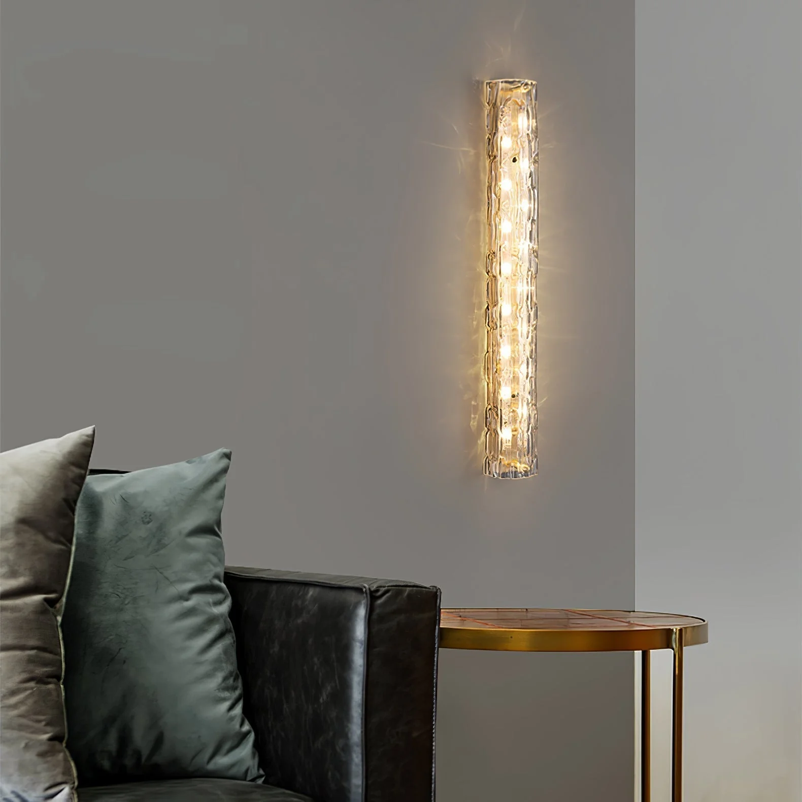 Lumix Brass Glass Glam Wall Lamp - Image 4