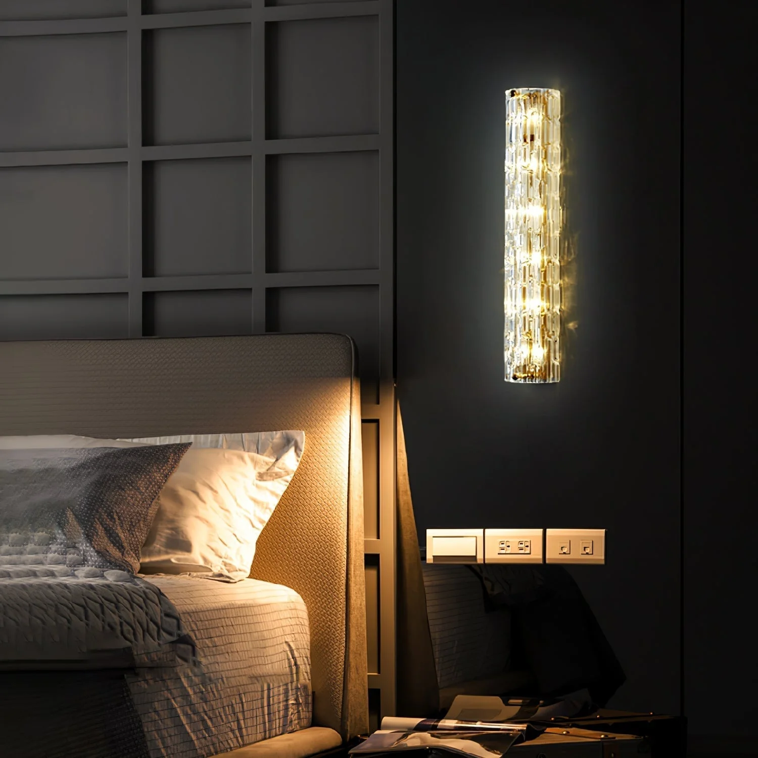 Lumix Brass Glass Glam Wall Lamp - Image 7