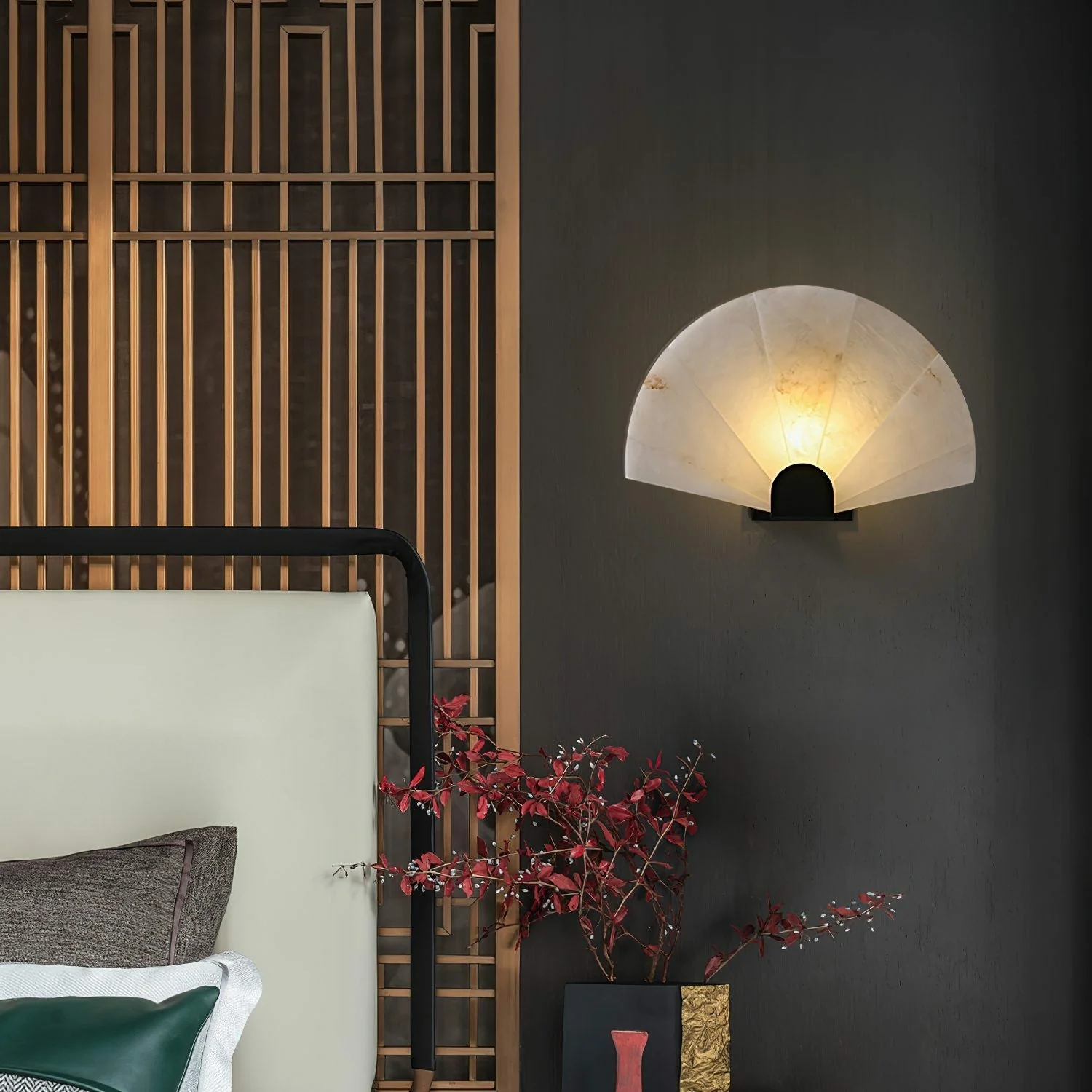 Luna Fan Oriental Alabaster Wall Light - Image 10