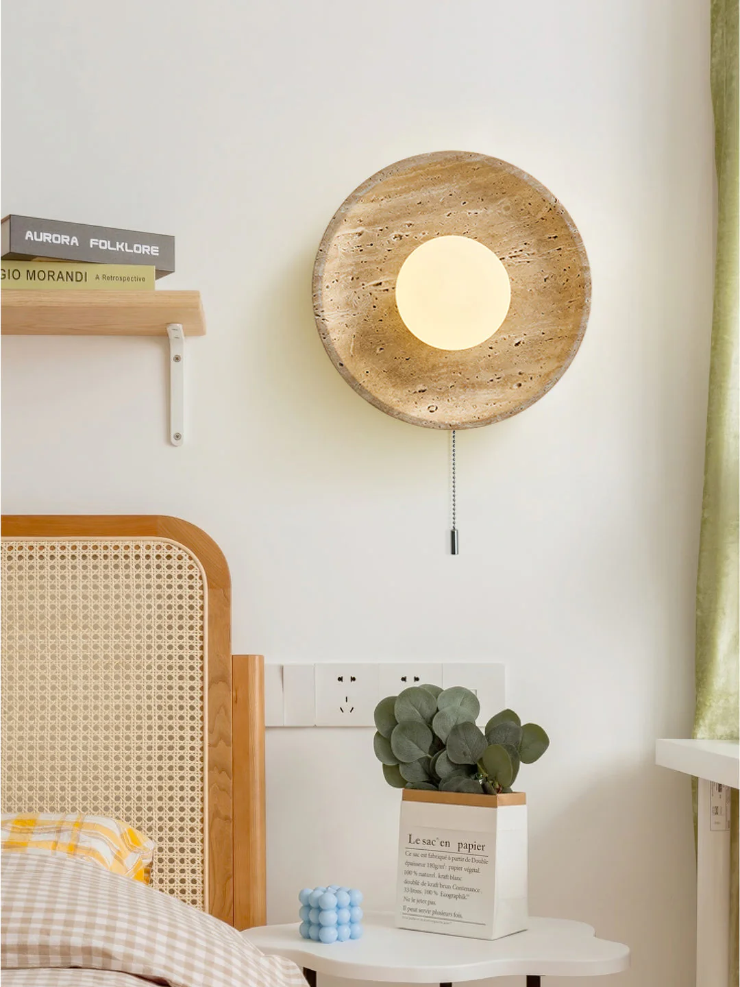 Lunar Minimalist Travertine Halo Ring Wall Light - Image 13