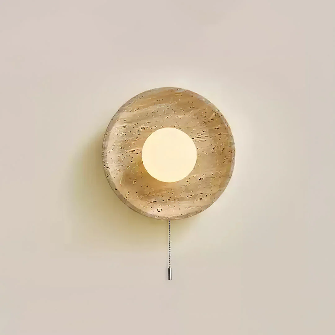 Lunar Minimalist Travertine Halo Ring Wall Light - Image 15