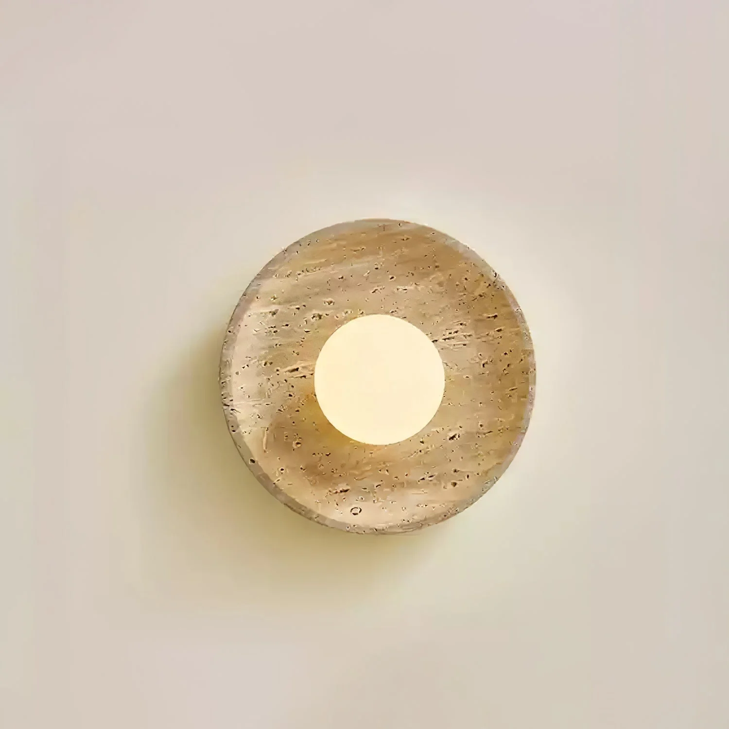 Lunar Minimalist Travertine Halo Ring Wall Light - Image 17
