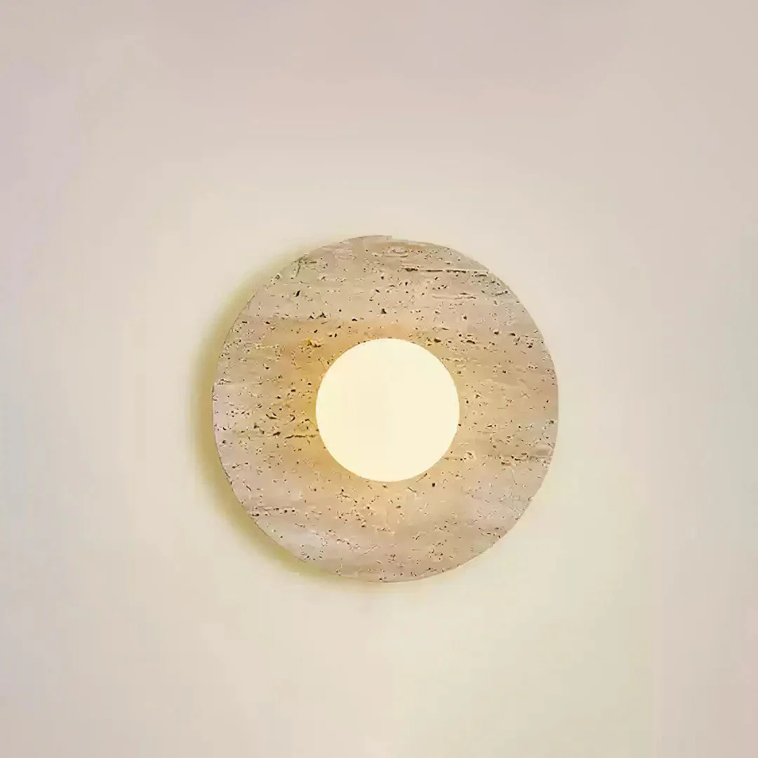 Lunar Minimalist Travertine Halo Ring Wall Light - Image 18