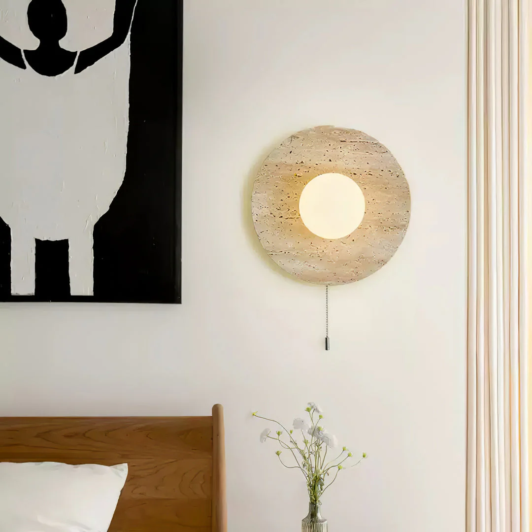 Lunar Minimalist Travertine Halo Ring Wall Light - Image 6