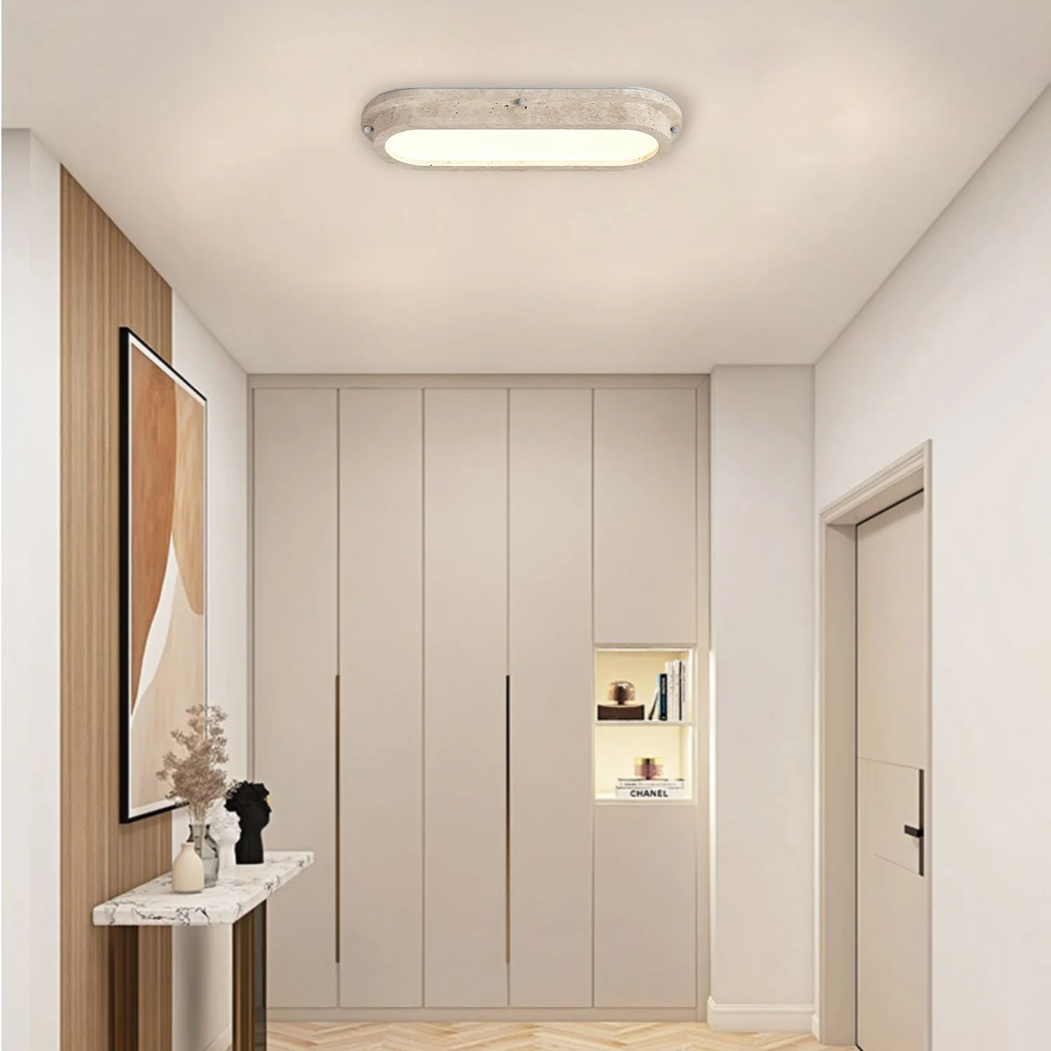 Lunaro Wabi-Sabi Travertine Ceiling Light - Image 3