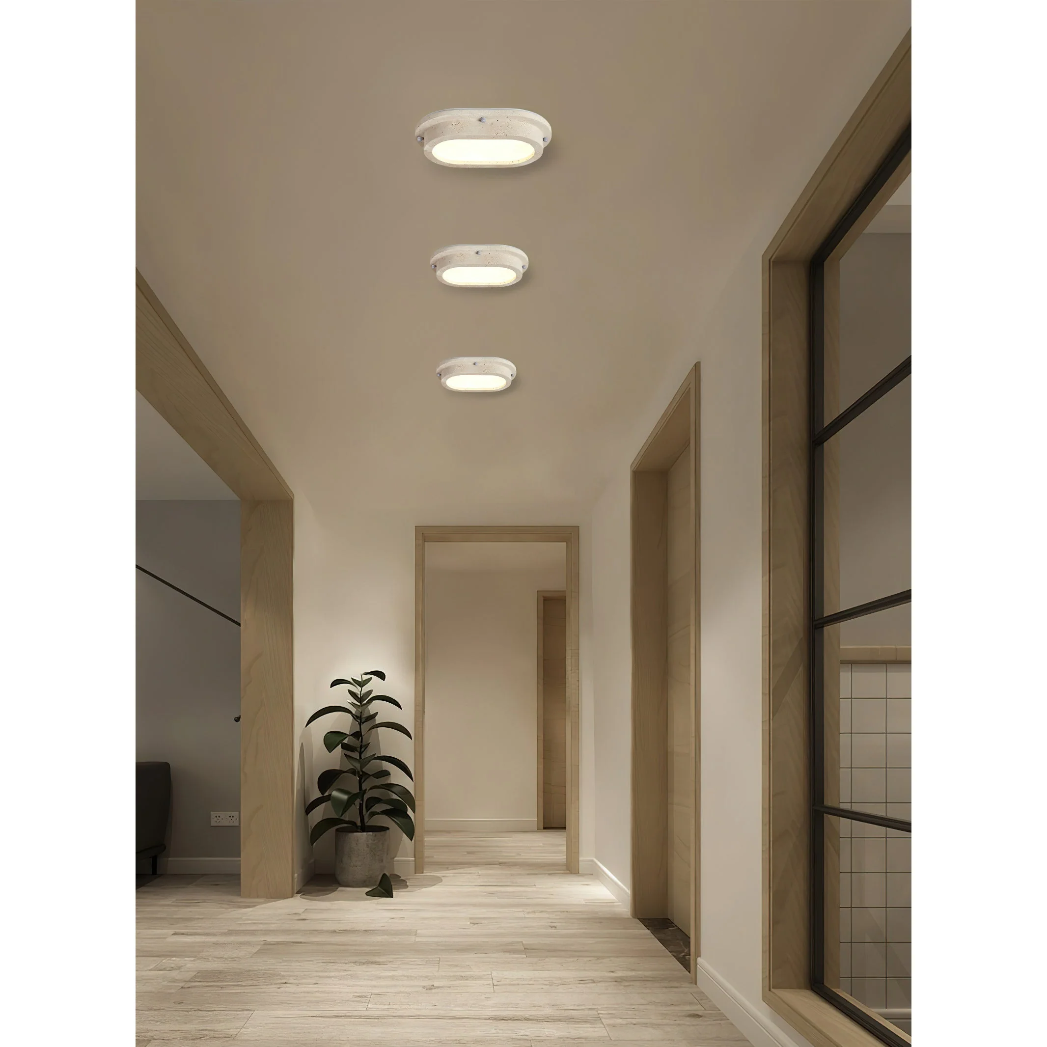 Lunaro Wabi-Sabi Travertine Ceiling Light - Image 5