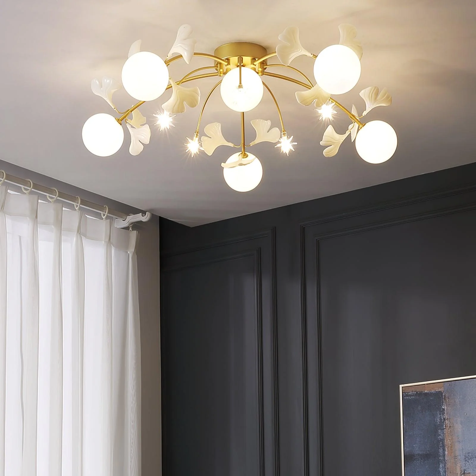 Lustra Ceiling Lamp Ginkgo Glass for Living Room - Image 16