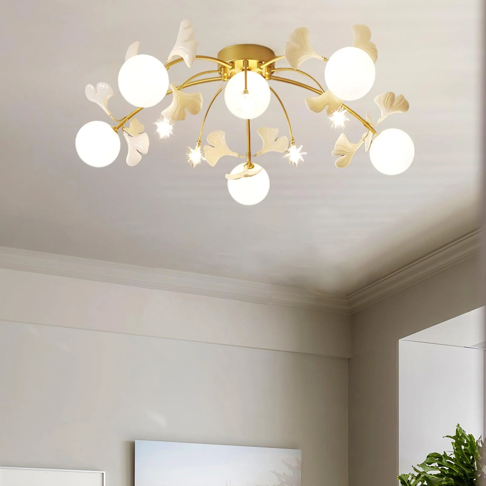 Lustra Ceiling Lamp Ginkgo Glass for Living Room - Image 4