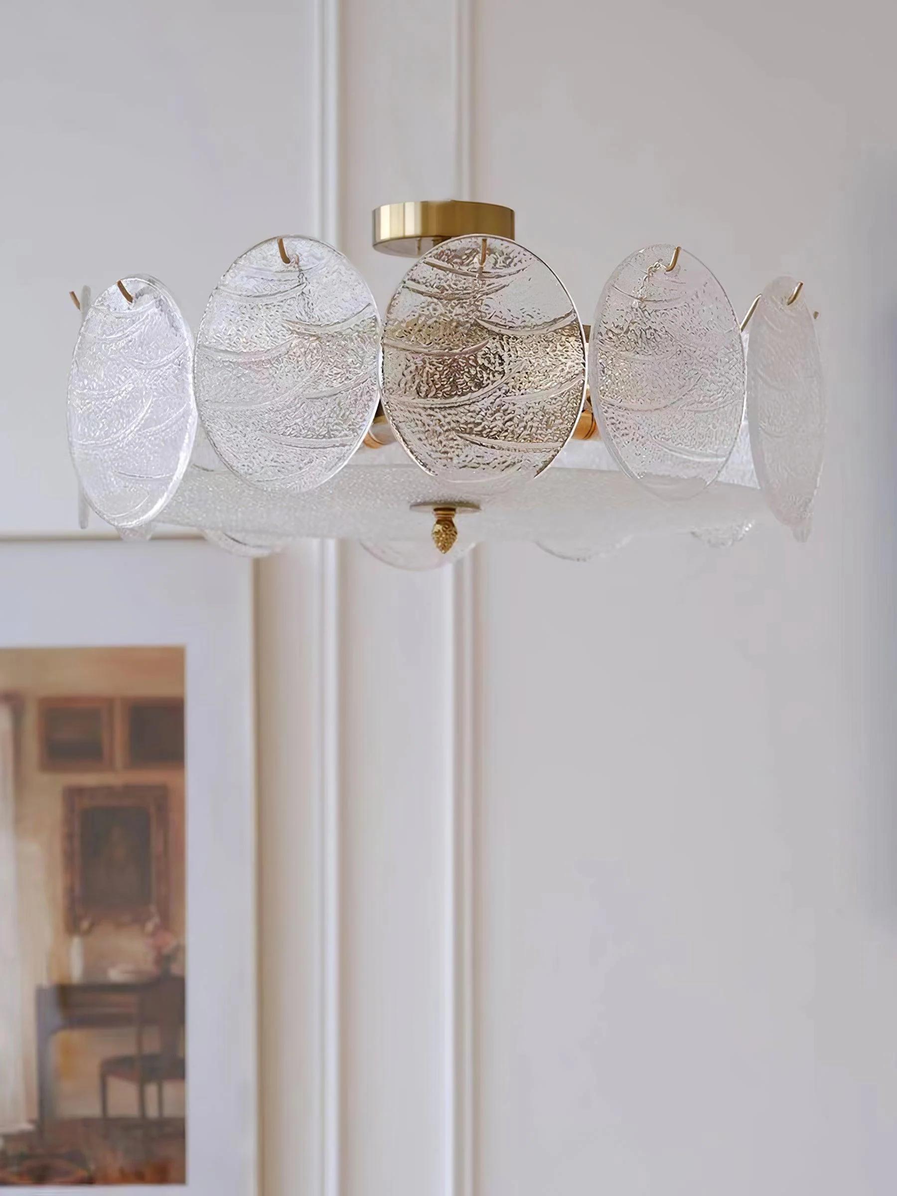 Lustra Ceiling Lamp with Gold Finish and Ribbed Glass - Image 17