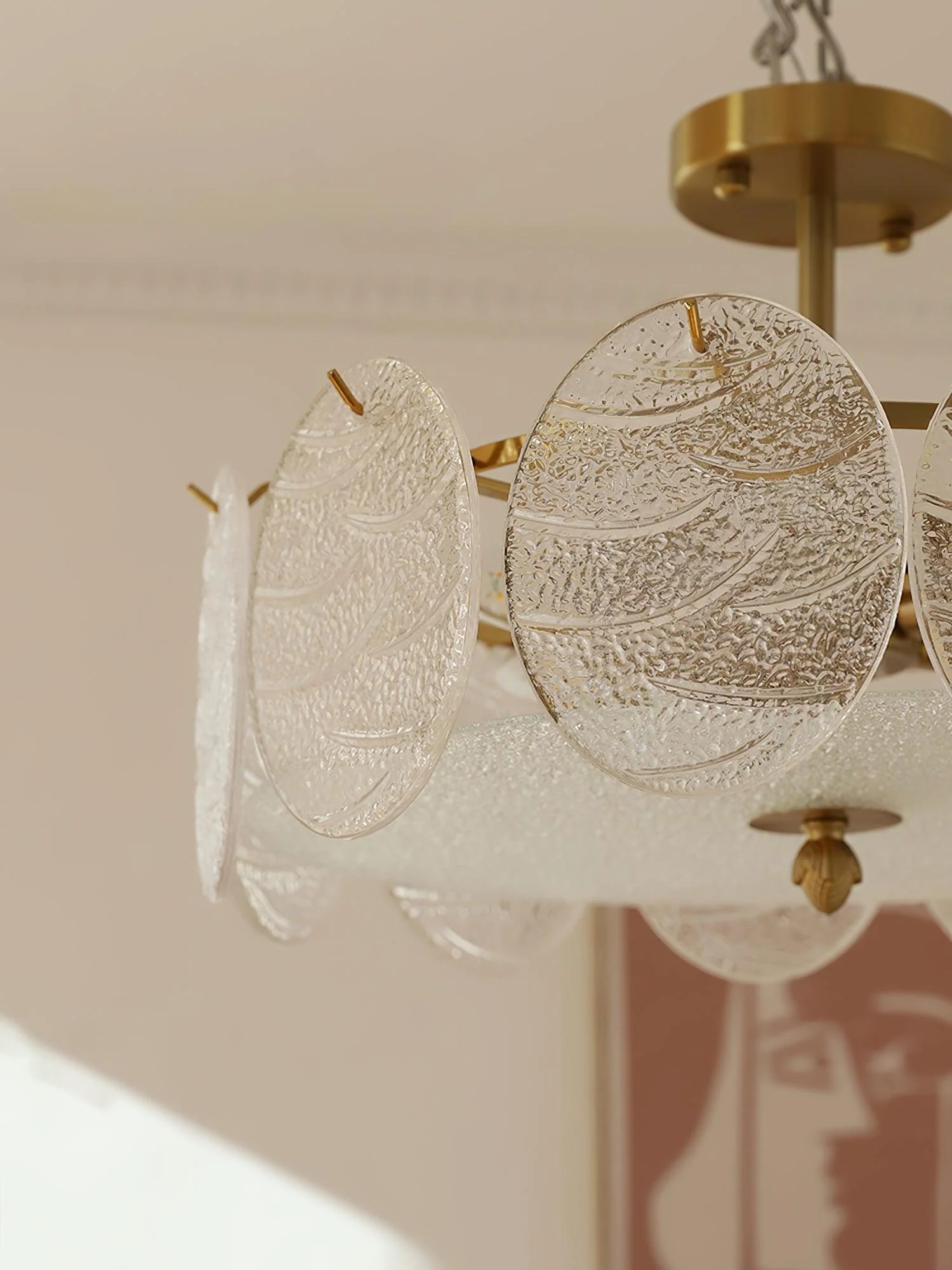 Lustra Ceiling Lamp with Gold Finish and Ribbed Glass - Image 2
