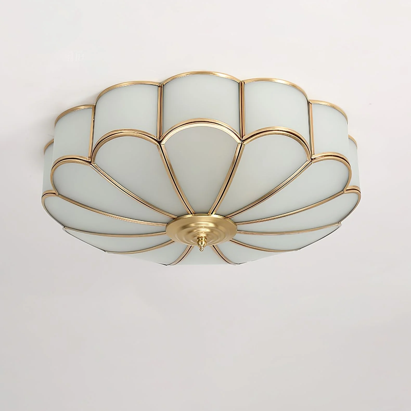 Lustra Ceiling Light Flower Shape Glass Brass - Image 10