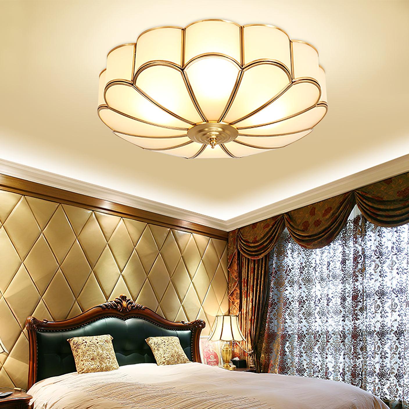 Lustra Ceiling Light Flower Shape Glass Brass - Image 20