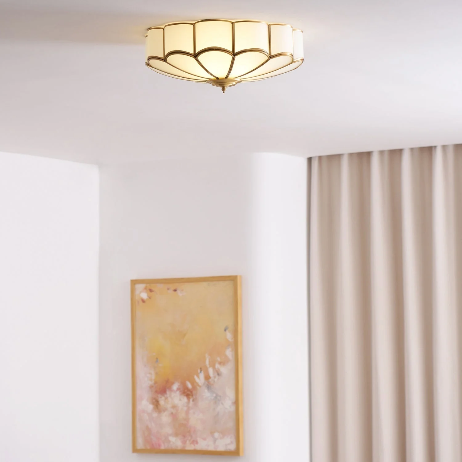 Lustra Ceiling Light Flower Shape Glass Brass - Image 22