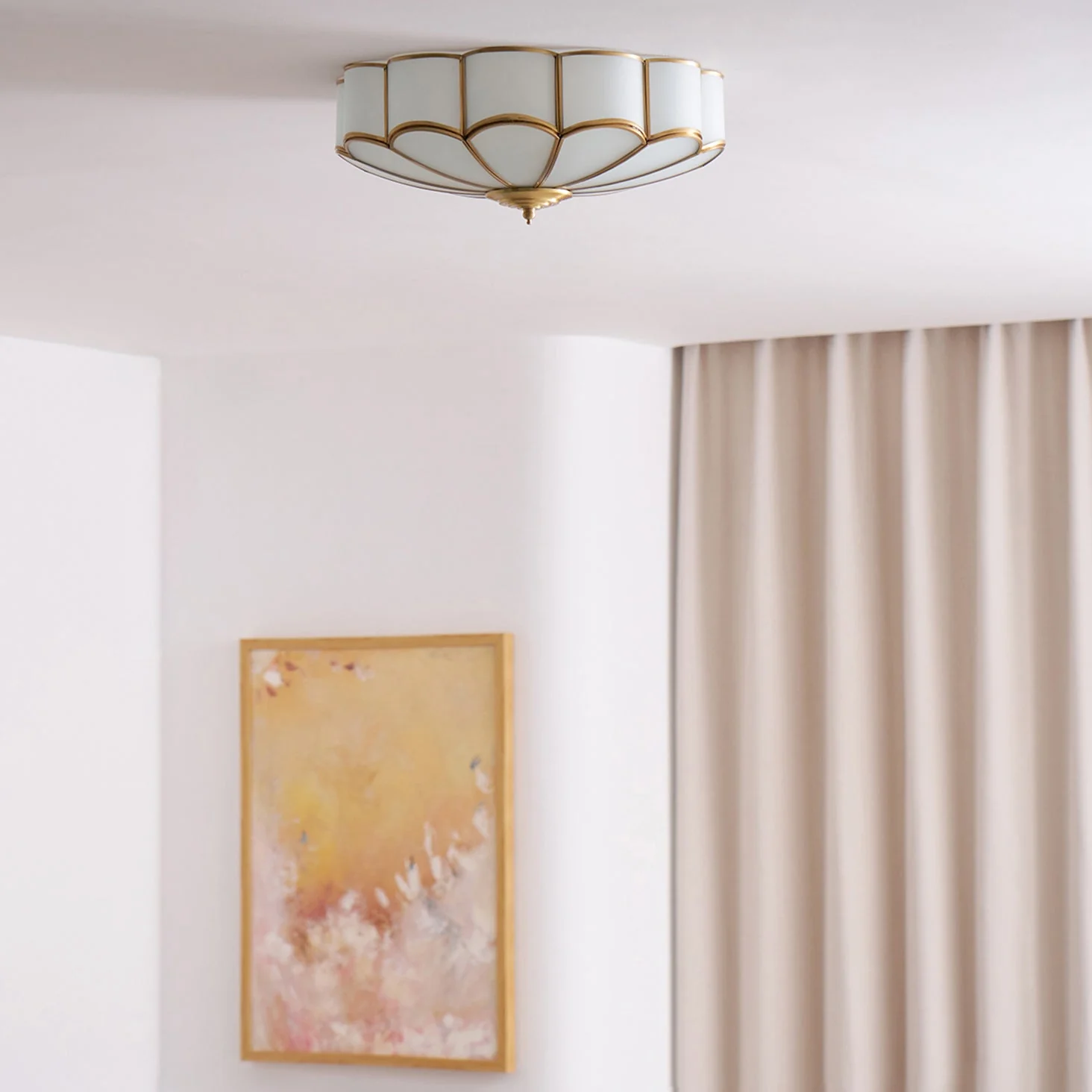 Lustra Ceiling Light Flower Shape Glass Brass - Image 24