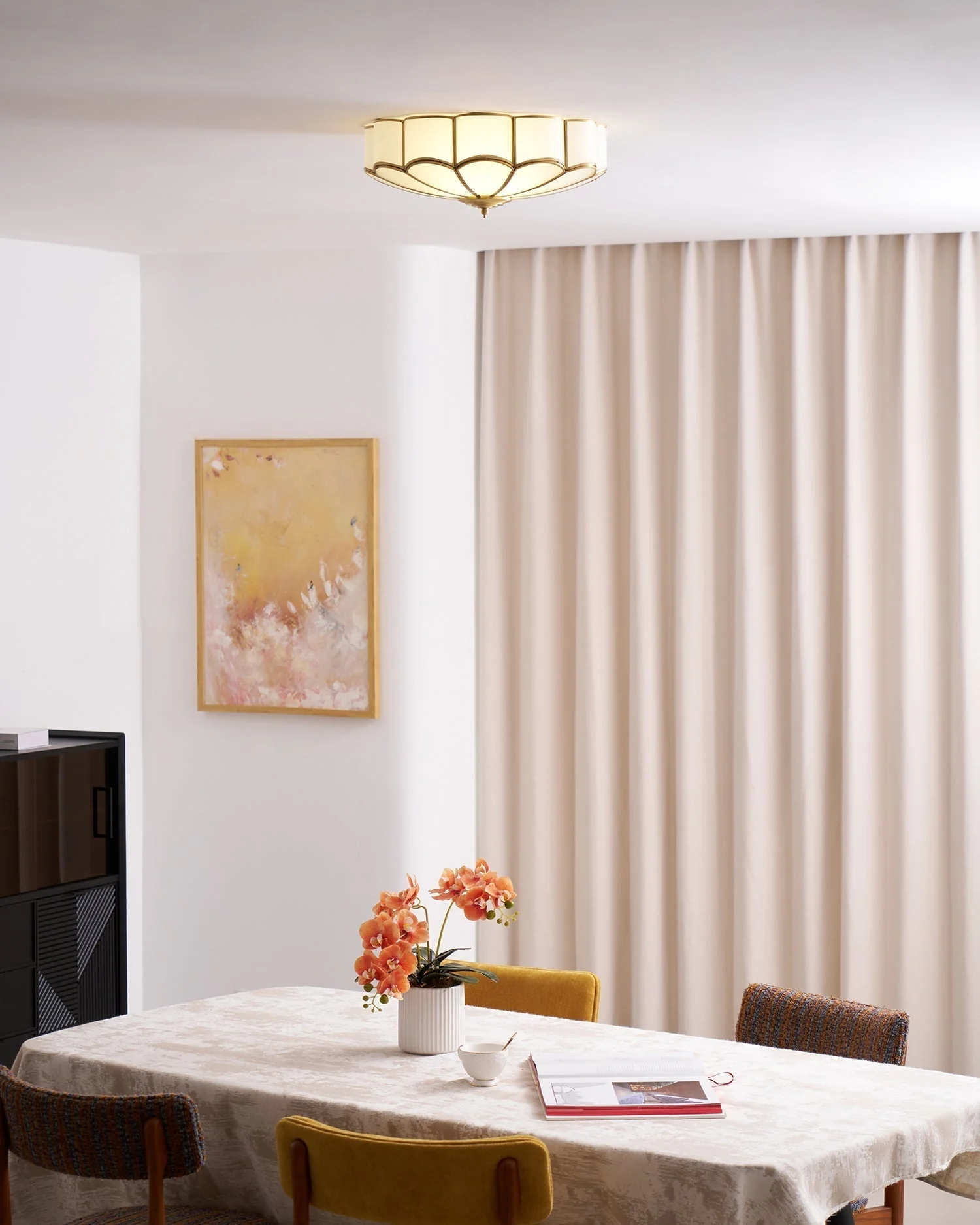 Lustra Ceiling Light Flower Shape Glass Brass - Image 35