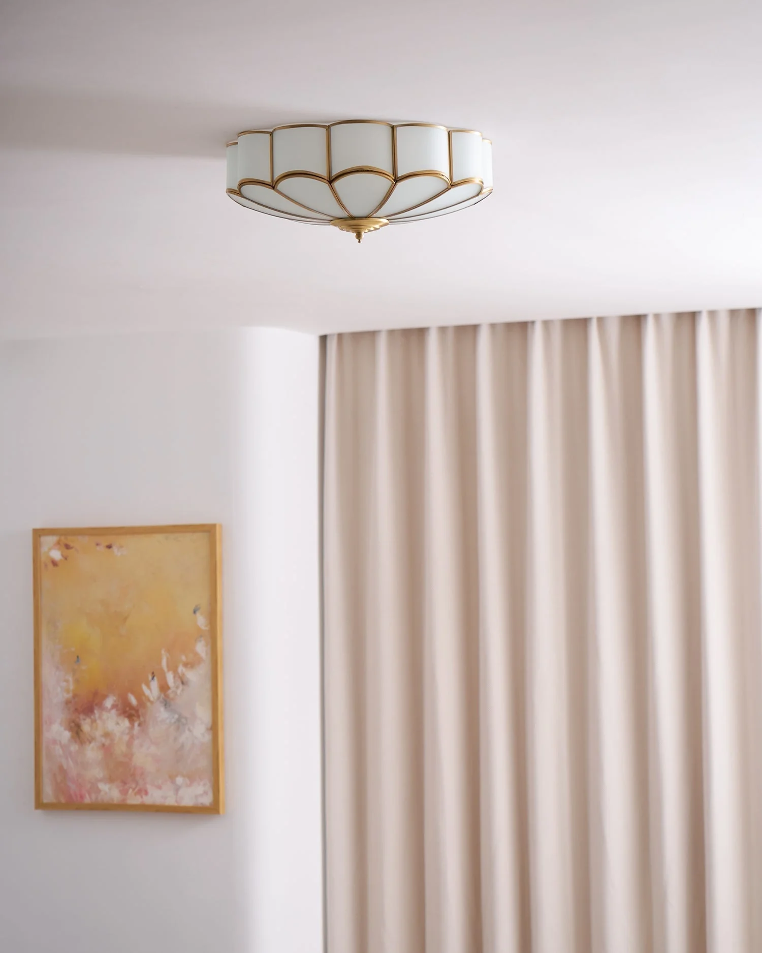 Lustra Ceiling Light Flower Shape Glass Brass - Image 38