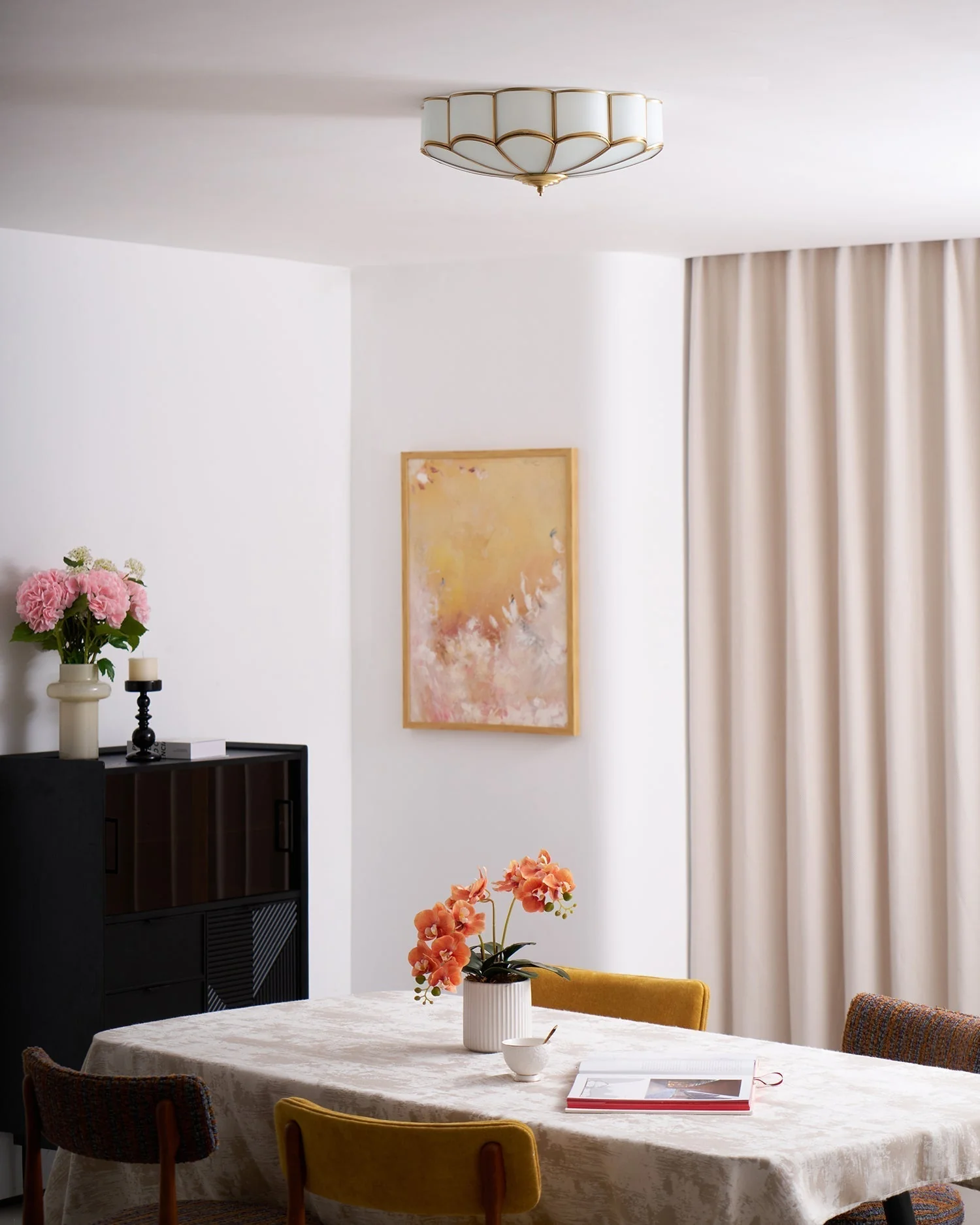 Lustra Ceiling Light Flower Shape Glass Brass - Image 39