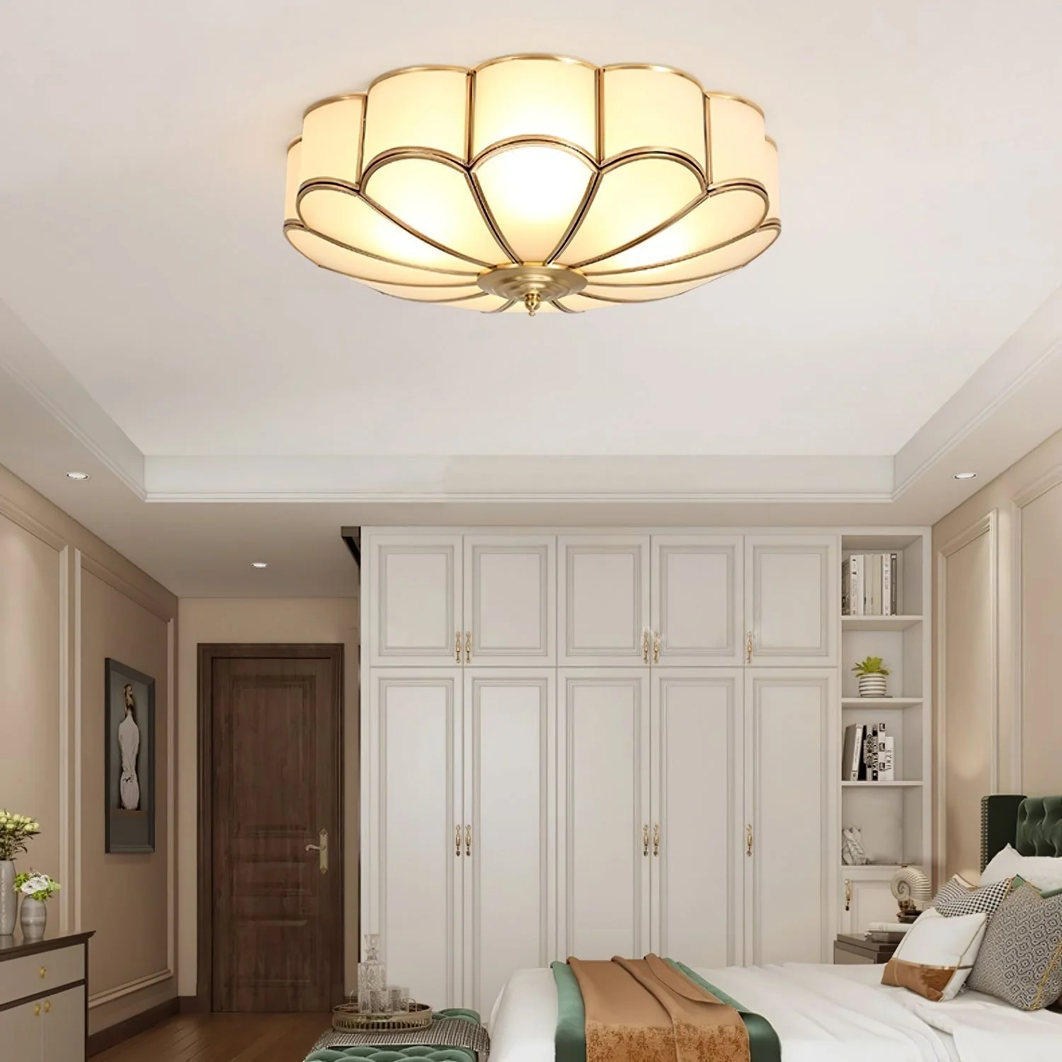 Lustra Ceiling Light Flower Shape Glass Brass - Image 40