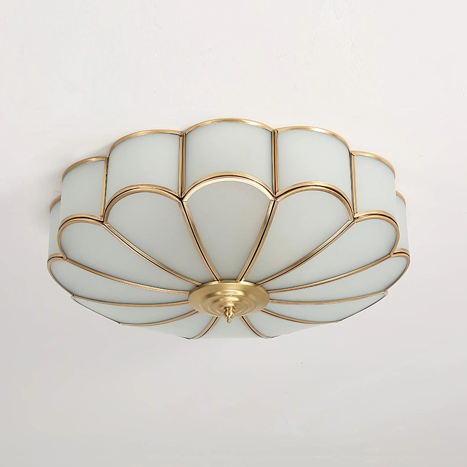 Lustra Ceiling Light Flower Shape Glass Brass - Image 41