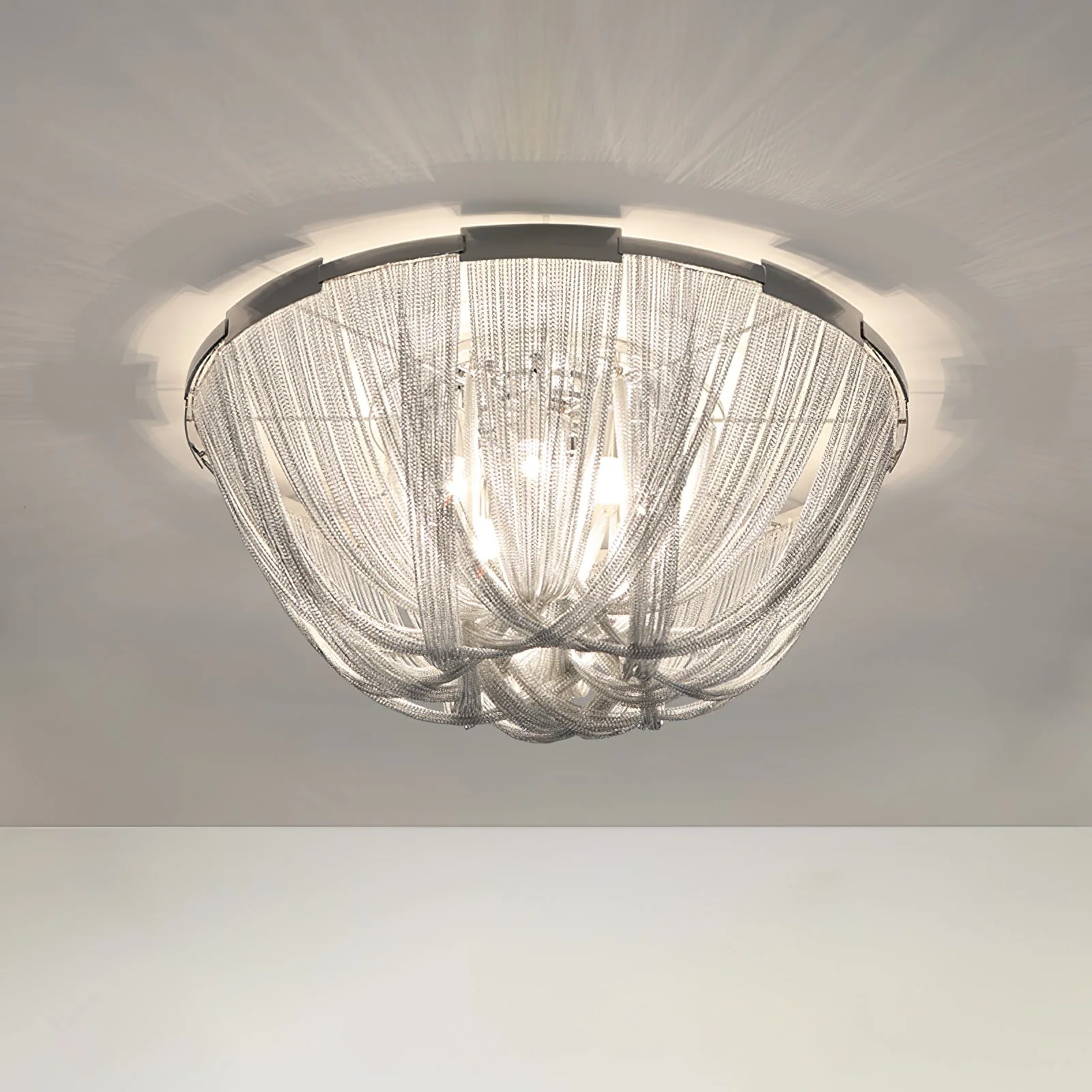 Lustra Ceiling Light Tassel Aluminum Chain Nickel Frame - Image 18