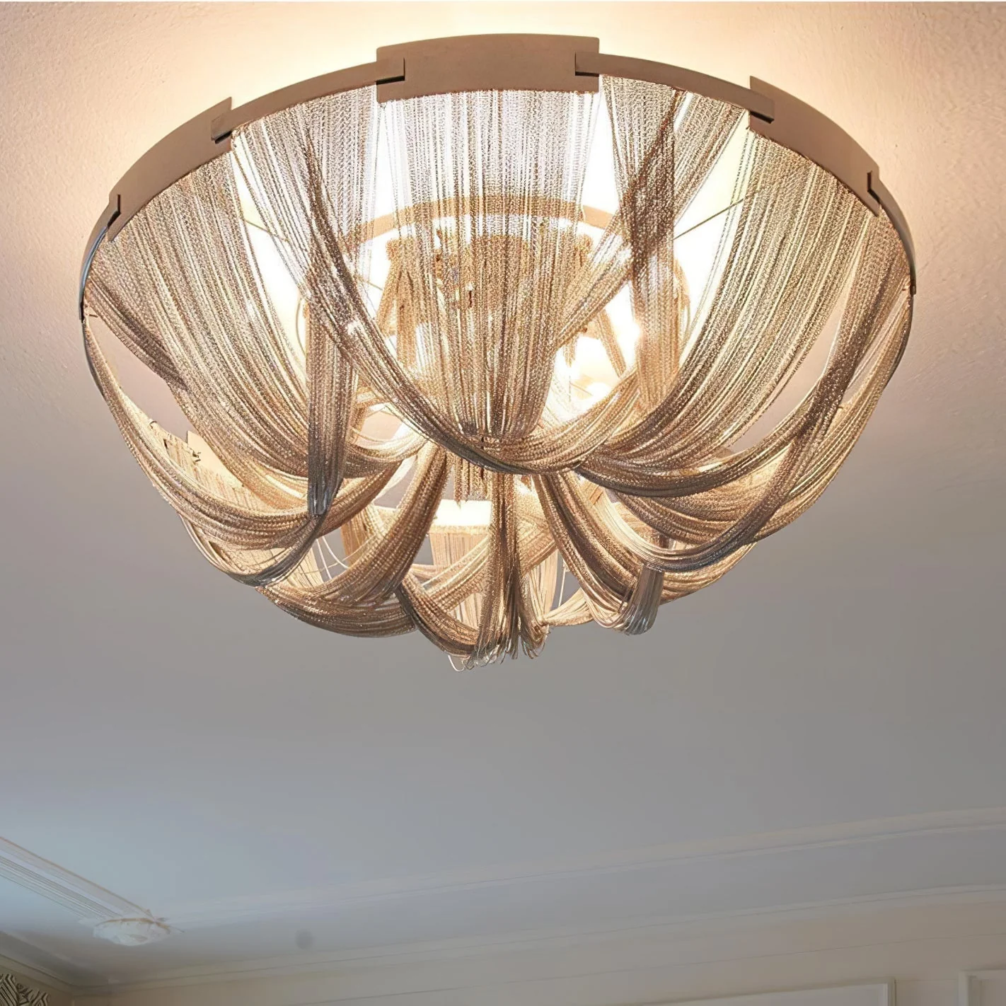Lustra Ceiling Light Tassel Aluminum Chain Nickel Frame - Image 22
