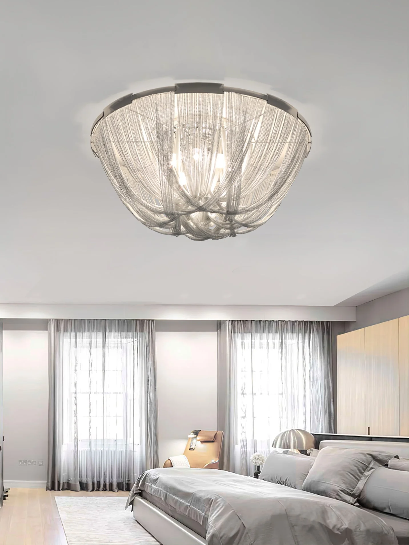 Lustra Ceiling Light Tassel Aluminum Chain Nickel Frame - Image 63