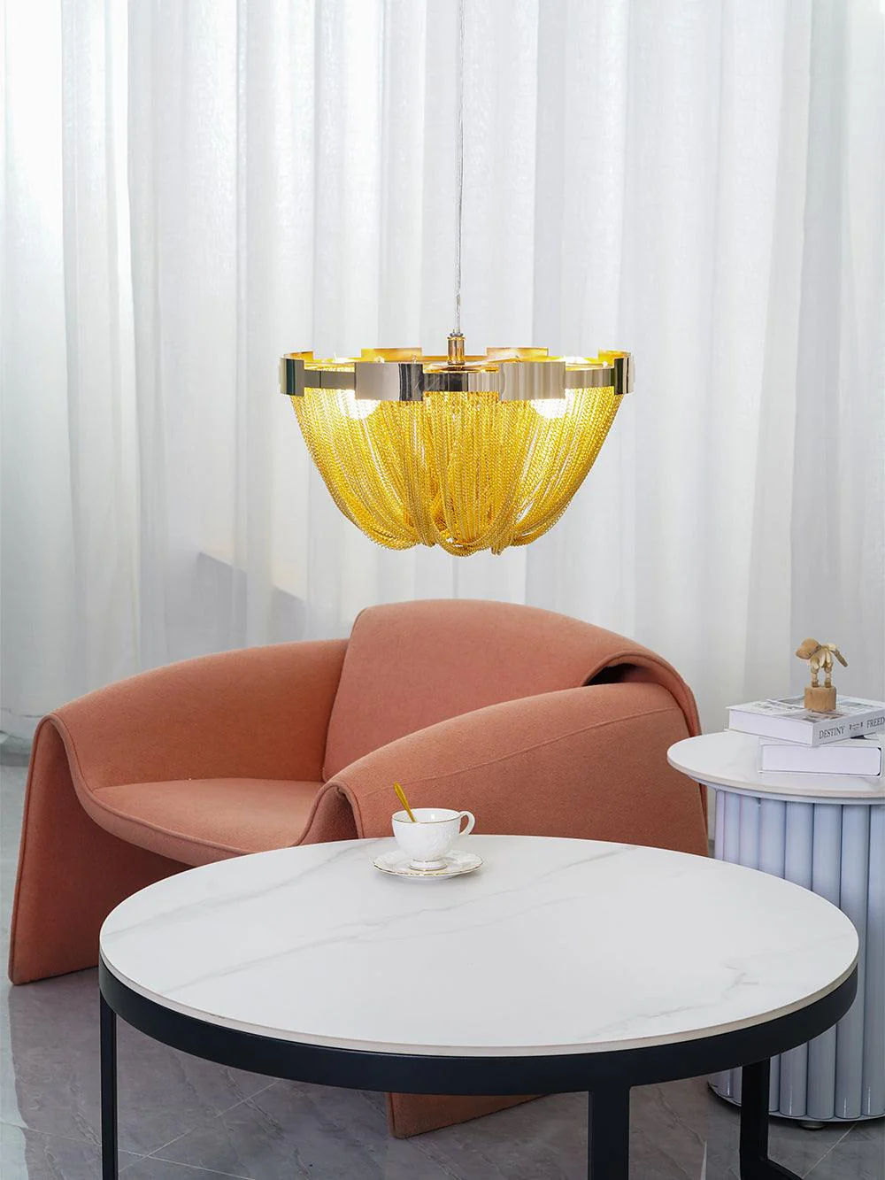 Lustra Ceiling Light Tassel Aluminum Chain Nickel Frame - Image 64