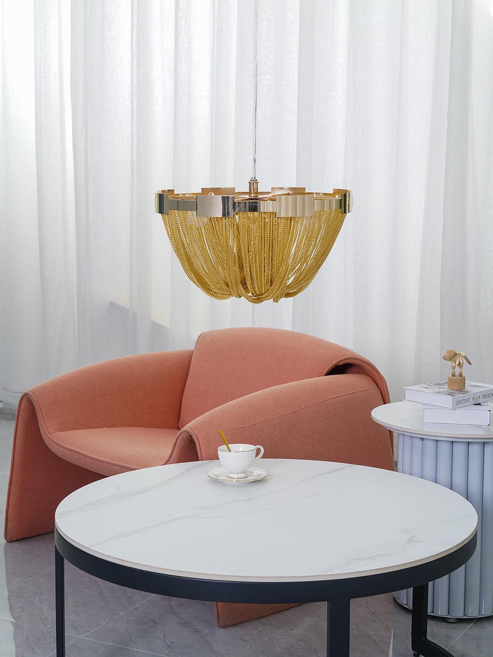 Lustra Ceiling Light Tassel Aluminum Chain Nickel Frame - Image 65