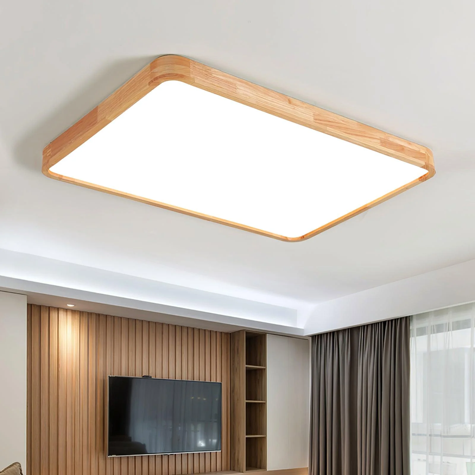 Lustra Ceiling Light Wooden Geometric LED - Image 3